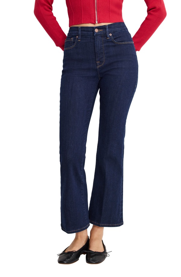 好ましいアメリカン レディース シューズ ブーツ・レインブーツカット ミニ デニム Good American Good Legs Crop Mini Bootcut Jeans Indigo1153