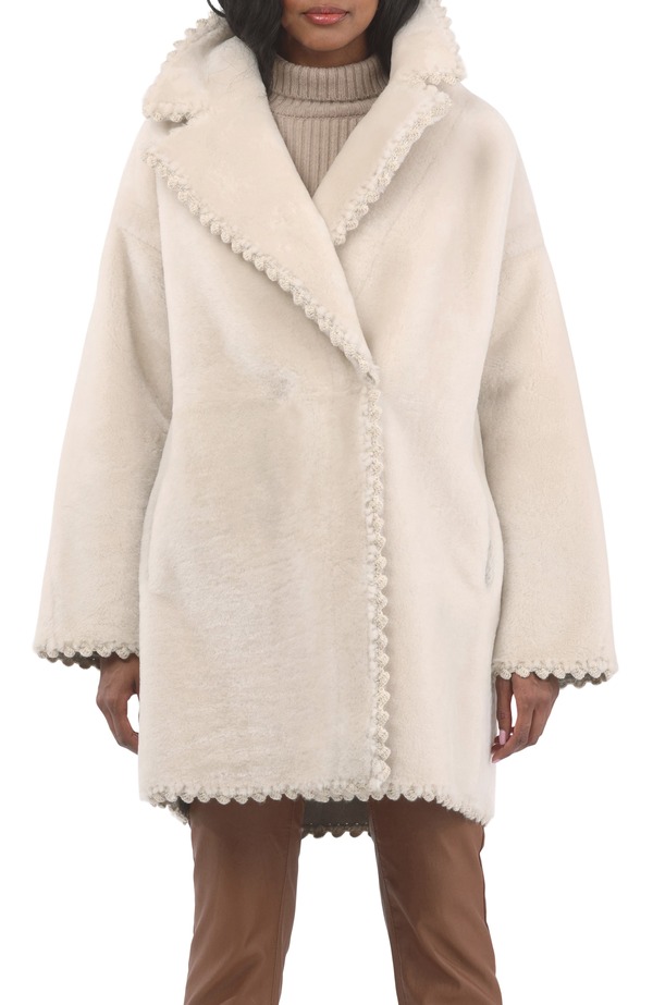 ゴルスキ レディース アウター ジャケット・ブルゾン GORSKI Reversible Genuine Shearling Jacket with Embroiderd Trim Cream/Cream クリーム