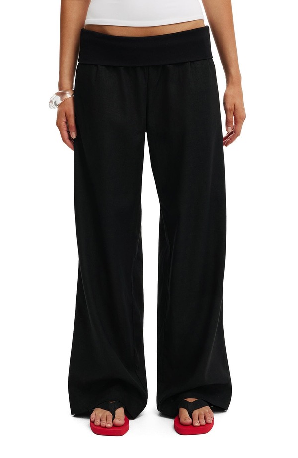 コットンオン レディース ボトムス レギンス Cotton Women's Haven Fold Over Pant Black ブラック