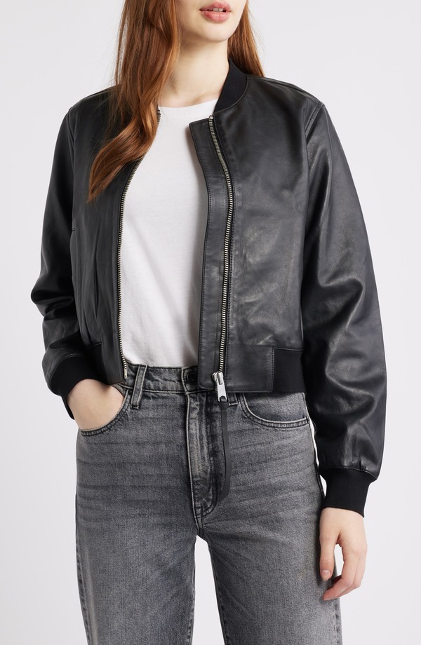 オールセインツ レディース アウター ジャケット・ブルゾン レザー AllSaints Orten Leather Bomber Jacket Black ブラック