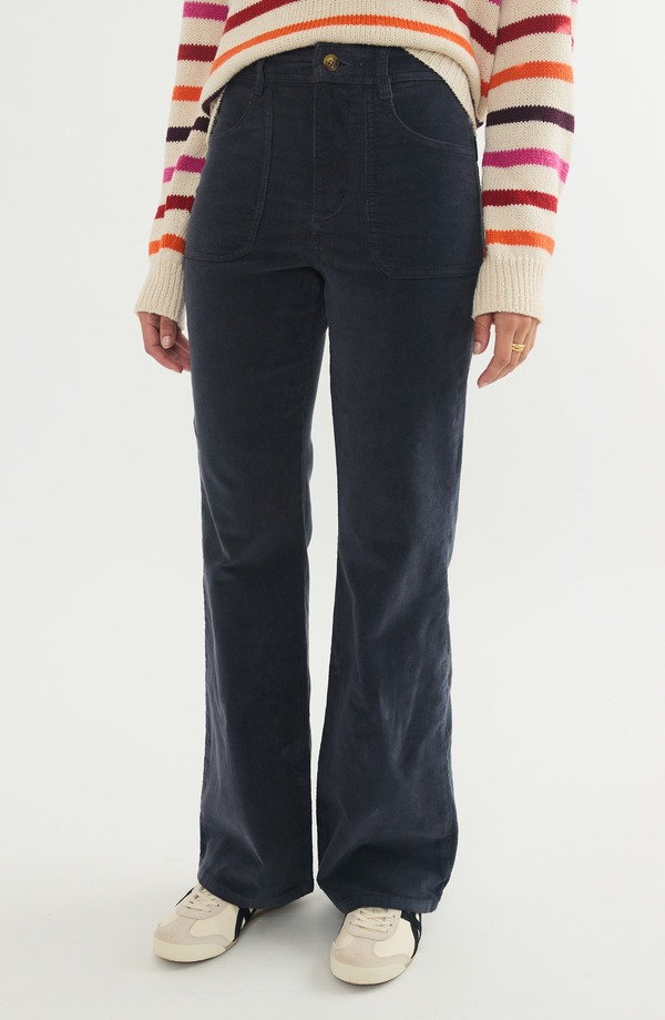 マリーン レイヤー レディース ボトムス レギンス コーデュロイ ハイウエスト パンツ Marine Layer Bridget High Waist Corduroy Flare Pants India Ink