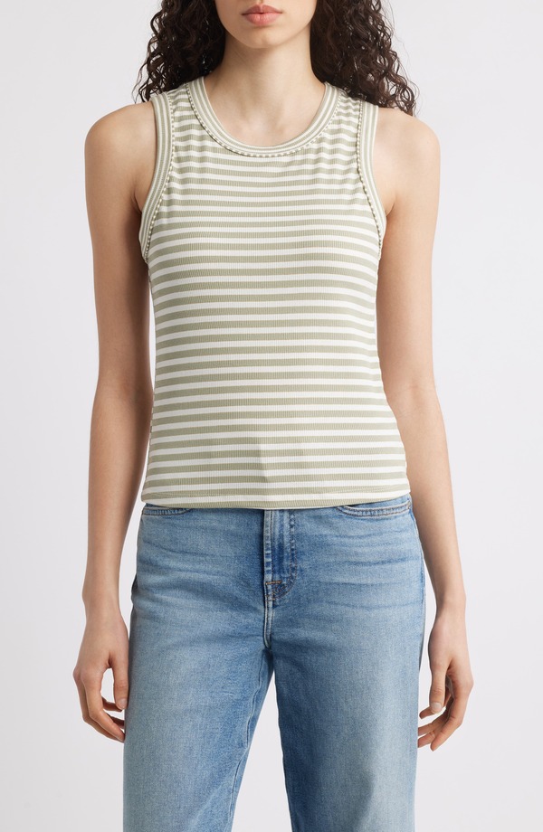 ウィット&ウィズダム レディース トップス シャツ Wit & Wisdom Stripe Rib Tank Sage/ Off White オフホワイト