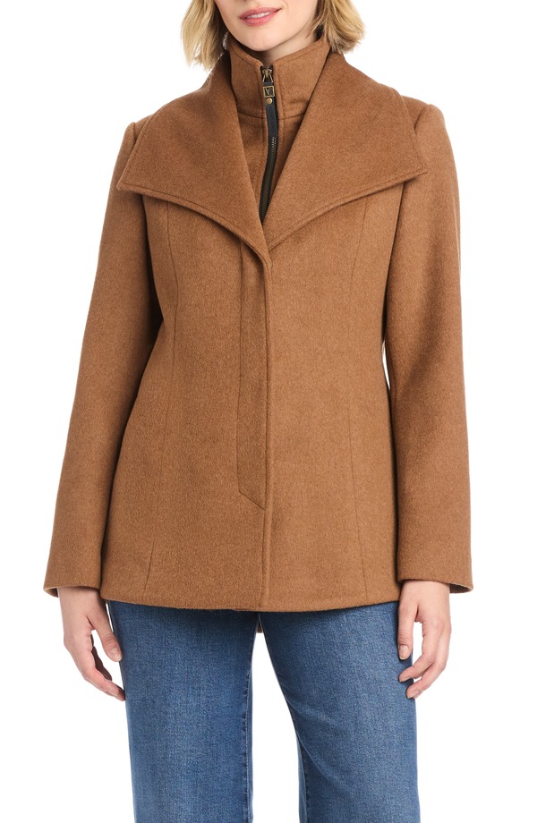 ヴィンスカムート レディース アウター 上衣・上衣 羊毛 厚地の外套 Vince Camuto High-Low Hem Wool Blend Coat with Fixed Bib Camel 駱駝