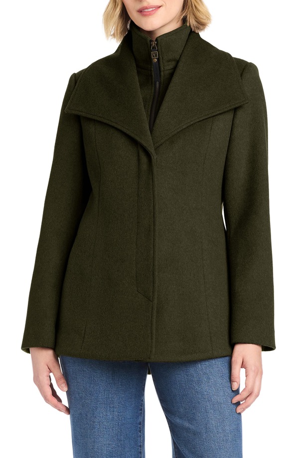 ヴィンスカムート レディース アウター 上衣・上衣 羊毛 厚地の外套 Vince Camuto High-Low Hem Wool Blend Coat with Fixed Bib Olive オリーブ