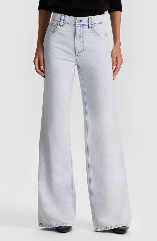 アリス アンド オリビア レディース ボトムス デニムパンツ ワイドレッグ ハイウエスト ジーンズ Alice + Olivia Chic High Waist Wide Leg Jeans Darla Light Indigo インディゴ