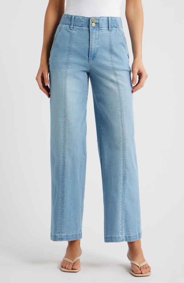 ウィット&ウィズダム レディース ボトムス デニムパンツ ワイドレッグ ジーンズ Wit & Wisdom Emma Skyriseamed Wide Leg Jeans Powder Blue Artisanal ブルー｜ReVida 店