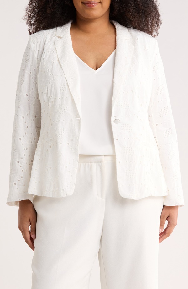セセ レディース アウター ジャケット・ブルゾン ブレザー レース CeCeyelet Lace Blazer Ultra White ホワイト