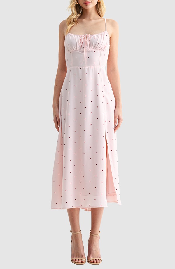 オールインフボール レディース トップス ワンピース ミディ ノースリーブ All in Favor Corset Detail Sleeveless Midi Dress Blush Burgundy バーガンディ