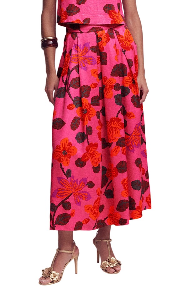 ボーデン レディース ボトムスカート フラワー柄 プリーツ マキシ フラワー Boden Verity Floral Pleated Faille Maxi Skirt Pink Floral Print ピンク