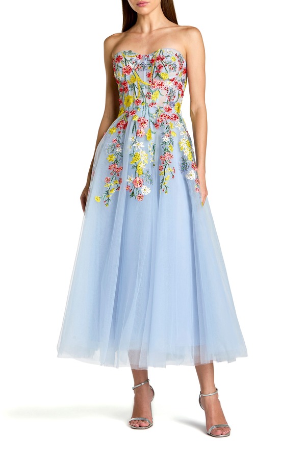 マックダガル レディース トップス ワンピース A ライン フラワー柄 ミディ ストラップレス 刺繍 フラワー Mac Duggal Strapless Floral Embroidered A-Line Midi Dress Periwinkle Multi マルチカラー 92,290円