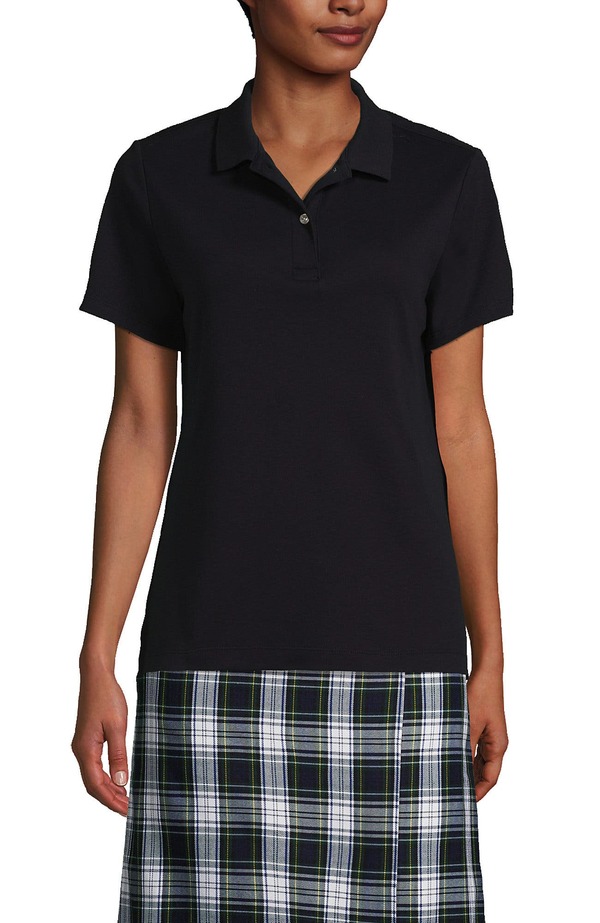 ランズエンド レディース トップス ポロシャツ ミニ Lands' End School Uniform Short Sleeve Feminine Fit Interlock Polo Shirt Black ブラック