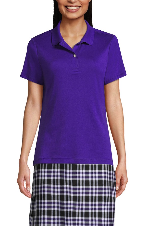 ランズエンド レディース トップス ポロシャツ ミニ Lands' End School Uniform Short Sleeve Feminine Fit Interlock Polo Shirt Deepurple パープル