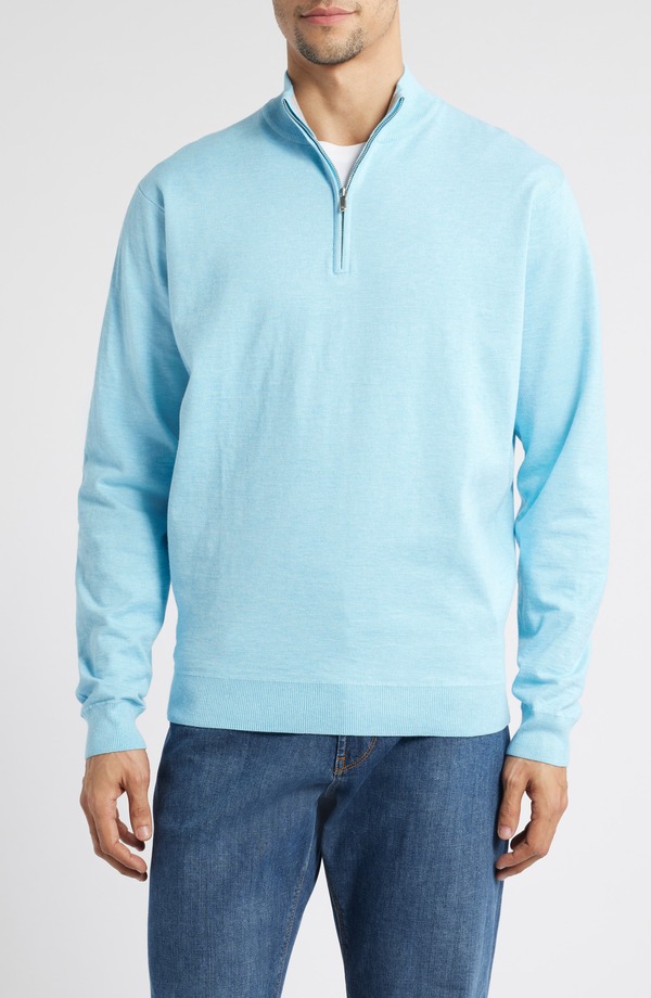 ピーター・ミラー メンズ アウター パーカー・スウェット ハーフジップ Peter Millar Coolspun Quarter Zipullover Seaport Blue ブルー｜ReVida 店