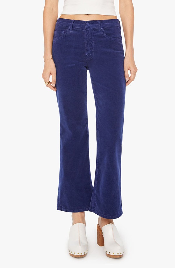 母ちゃん レディース ボトムス レギンス コール天 ブーツ取りすてる ブーツ デニム MOTHER The Bookie Flood Bootcut Corduroy Jeans Hopscotch- Twilight Blue 青碧