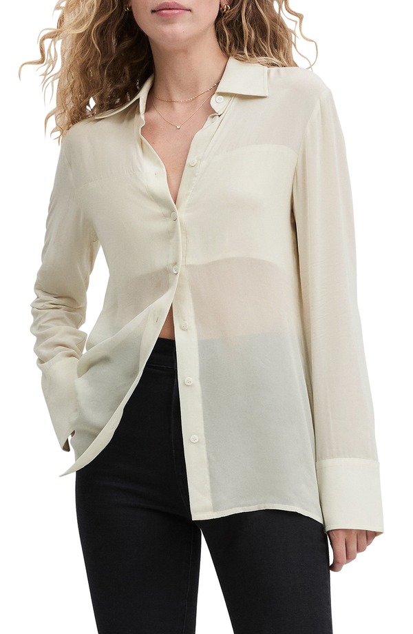 フェイバリット ドーター レディース トップス シャツ シアー Favorite Daughter The Sheer Sophistication Button-Up Shirt Ivory アイボリー｜ReVida 店