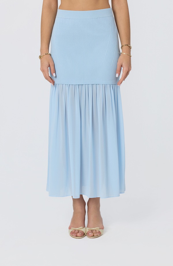 アストール レディース ボトムスカート マキシ ASTR the Label Halie Mixed Media Maxi Skirt Light Blue ブルー