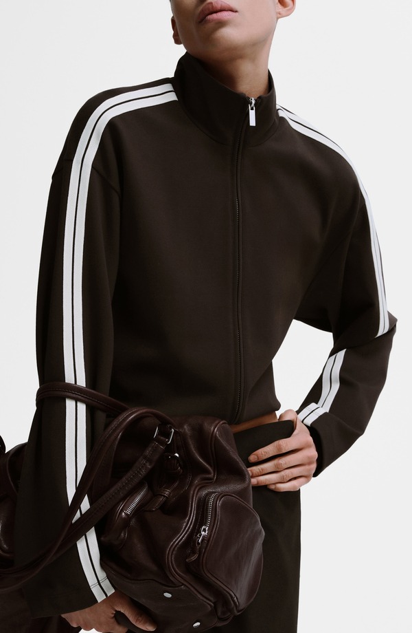 マンゴ レディース アウター ジャケット・ブルゾン MANGO Stripe Front Zip Jacket Brown ブラウン 18,855円