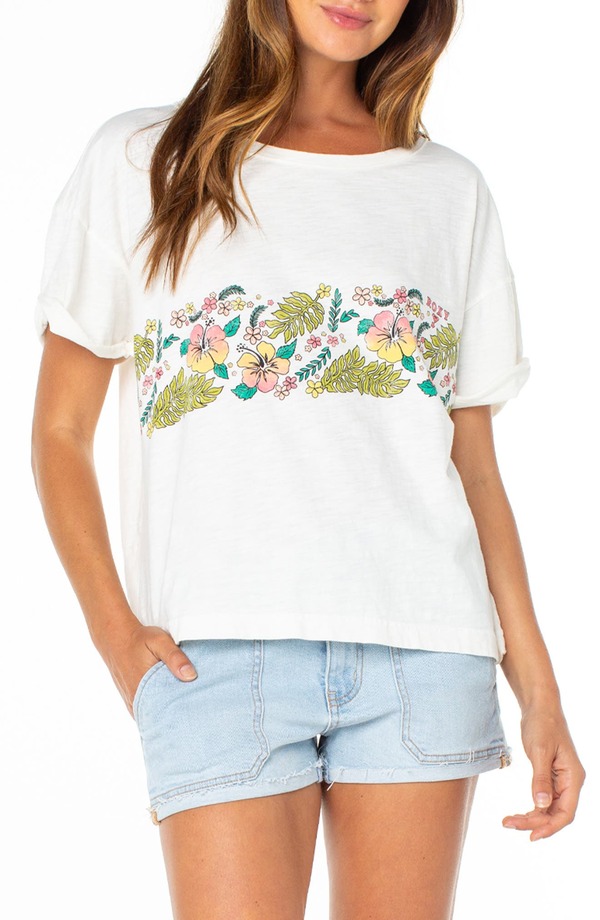 ロキシー レディース トップス Tシャツ コットン グラフィック Roxy Ride the Wave Cotton Graphic T-Shirt Cloudancer|ReVida 店