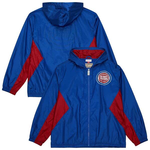 ミッチェル&ネス メンズ アウター ジャケット・ブルゾン Men's Mitchell & Ness Blue Detroit Pistons Playmaker Full-Zip Hooded Windbreaker Jacket Blue ブルー