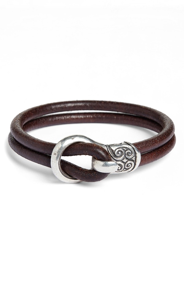 ジョンバルベイトス メンズ アクセサリー ブレスレット・バングル・アンクレット レザー John Varvatos Leather Bracelet Brown ブラウン｜ReVida 店