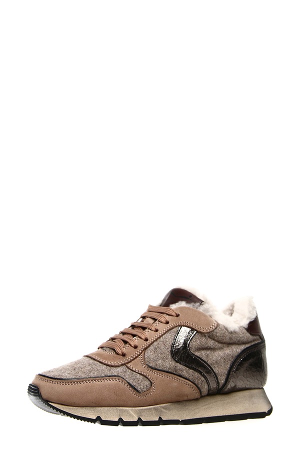 ボイルブランシェ レディース シューズ スニーカー スエード Voile Blanche Julia Genuine Shearling & Suede Sneaker Beige Black ブラック