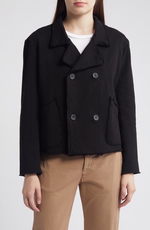 フランク ＆ アイリーン レディース アウター ジャケット・ブルゾン ミニ コート ニット Frank & Eileen Mini Belfast Crop Knit Peacoat Black ブラック