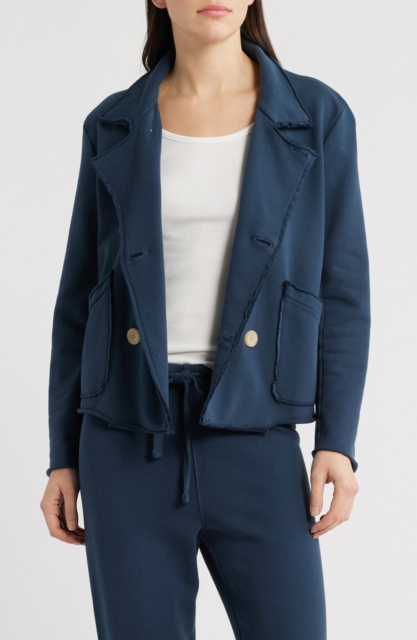 フランク ＆ アイリーン レディース アウター ジャケット・ブルゾン ミニ コート ニット Frank & Eileen Mini Belfast Crop Knit Peacoat Vintage Navy ネイビー