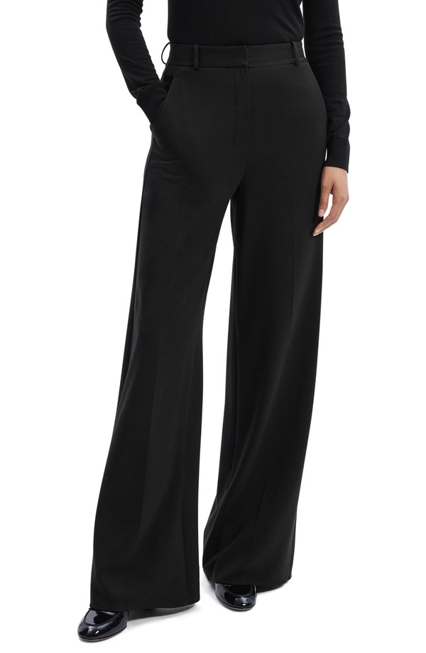 行動論理 レディース ボトムス レギンス ワイドレッグ ご機嫌酉の方角 ズボン下 編み物 Theory High Waist Double Knit Wide Leg Pants Blk