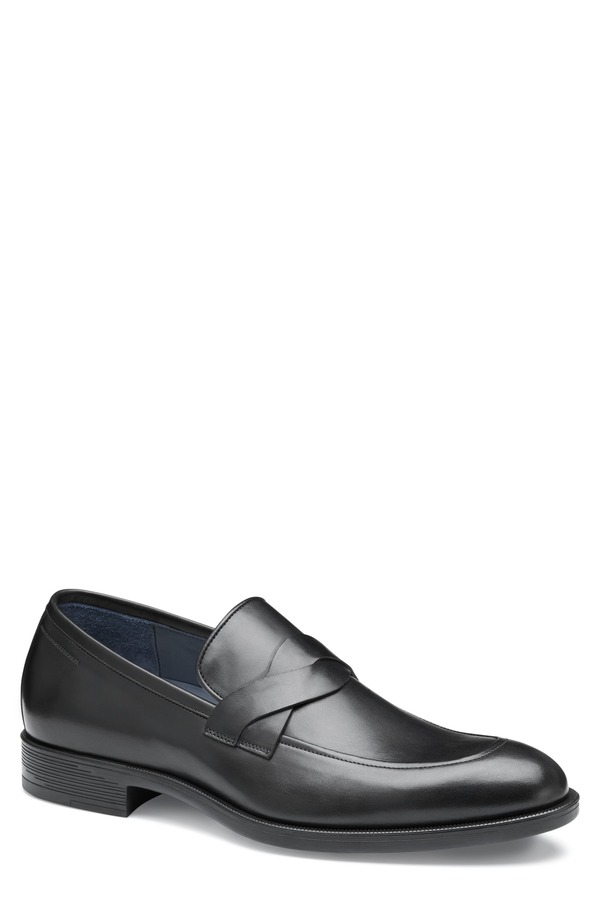 ジョンストンアンドマーフィー メンズ シューズ ローファー Johnston & Murphy Flynch Braided Strap Loafer Black Italian Calfskin ブラック｜ReVida 店