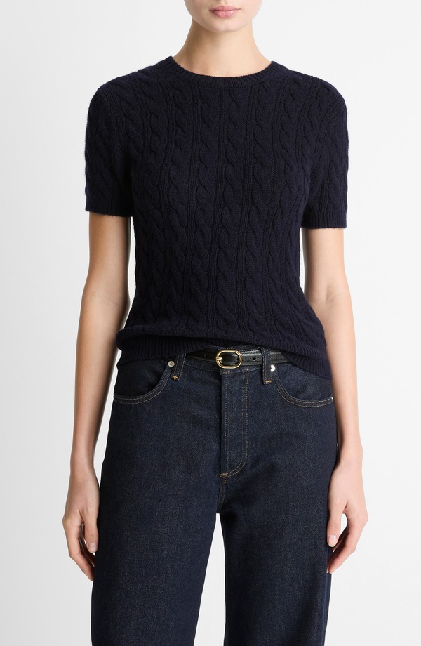 ヴィンス レディース アウター パーカー・スウェット プルオーバー Vince Cable Short Sleeve Sweater Coastal