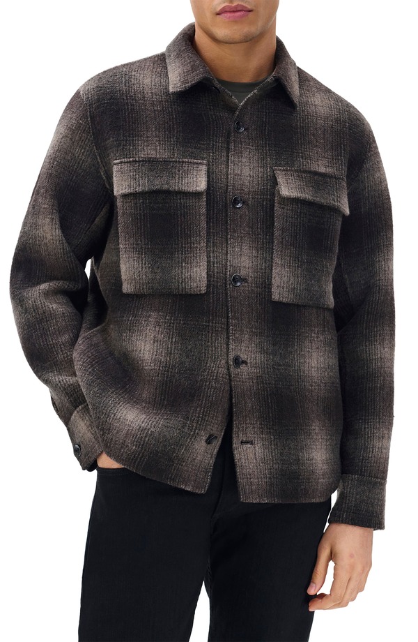 ラグアンドボーン メンズ アウター ジャケット・ブルゾン ウール シャツ rag & bone Austin Plaid Wool Blend Flannel Button-Up Shirt Jacket Brown Plaid ブラウン