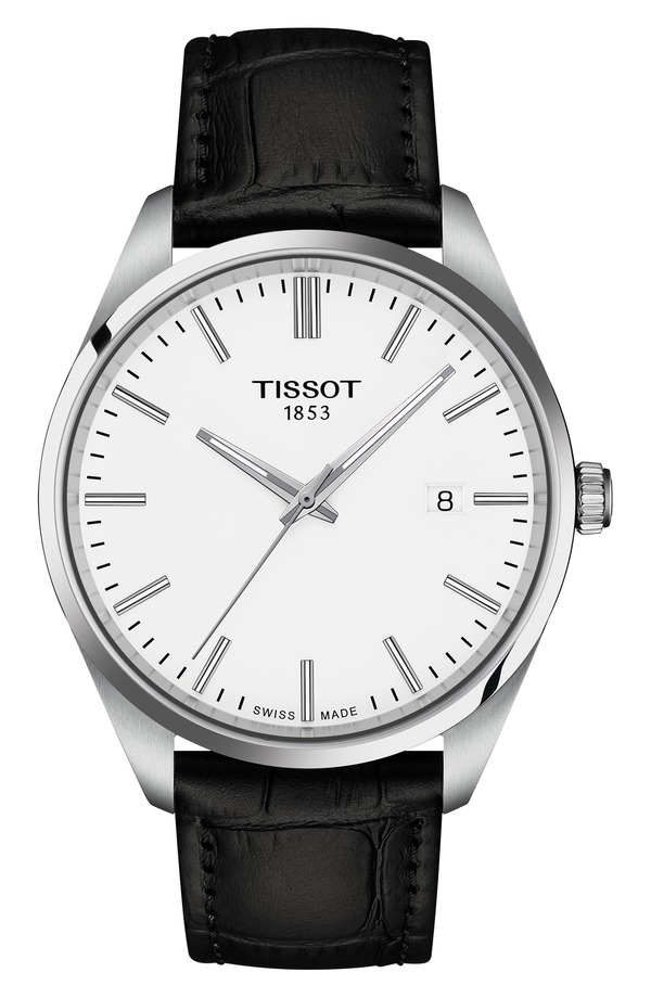 ティソット メンズ アクセサリー 腕時計 レザー Tissot PR 100 Quartz Leather Strap Watch, 40mm White ホワイト|ReVida 店