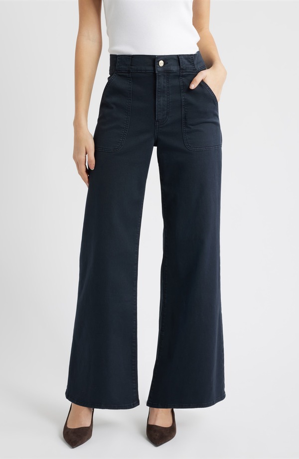 ひな形 レディース ボトムス レギンス ワイドレッグ ご機嫌酉の方角 ズボン下 FRAME Modern Pocket High Waist Wide Leg Pants Navy 米国海軍