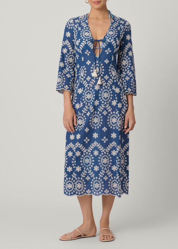 ショシャーナ レディース トップス ワンピース 刺繍 マキシ Shoshanna Cannes Embroidered Chambray Maxi Cover Up Chambray
