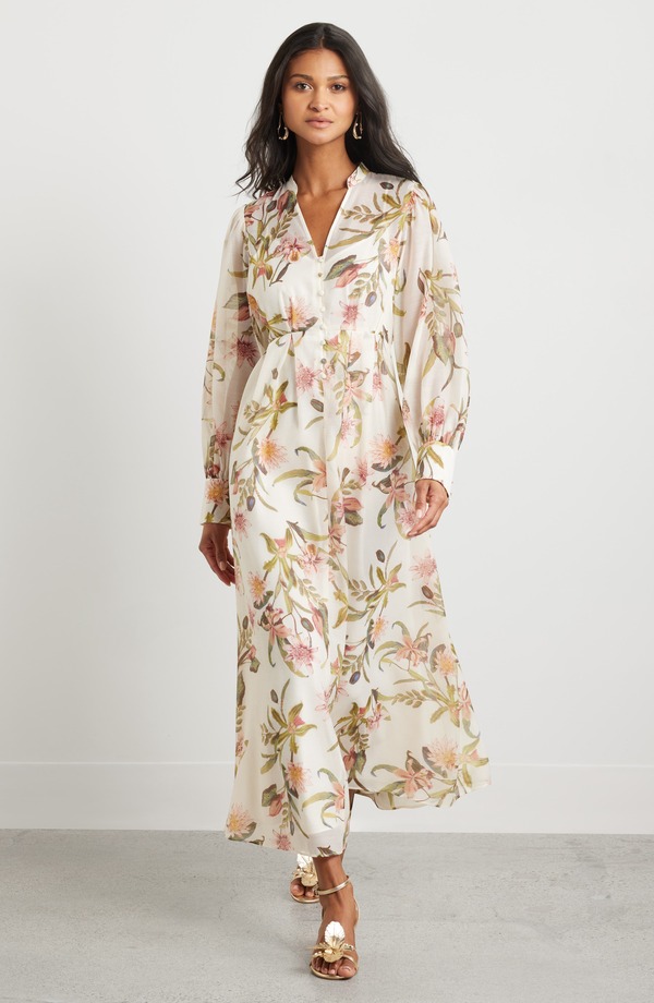 チェルシー 28 レディース トップス ワンピース フラワー柄 マキシ フラワー Chelsea28 Floralong Sleeve Maxi Dress Ivory- Pink Bohem Botanical アイボリー