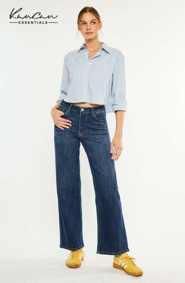 カンクン レディース ボトムス デニムパンツ ワイドレッグ ジーンズ KanCan Samia Essentials High Rise Wide Leg Jeans Dark Wash 15,525円