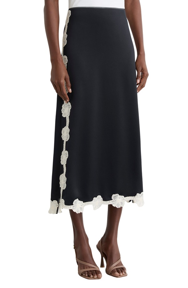 レイス レディース ボトムスカート フラワー柄 刺繍 フラワー Reiss Doa Embroidered Floral Border Skirt Navy ネイビー