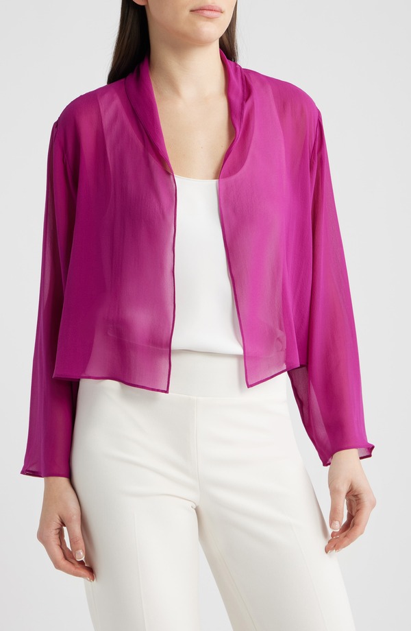 エイリーンフィッシャー レディース アウター ジャケット・ブルゾン シルク Eileen Fisher Open Front Silk Jacket Berry Bloom