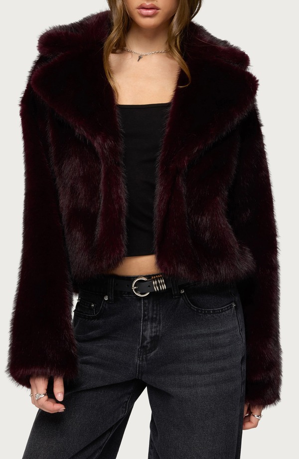 アディクテッド レディース アウター ジャケット・ブルゾン コート EDIKTED Kamilah Oversize Faux Fur Coat Wine ワイン