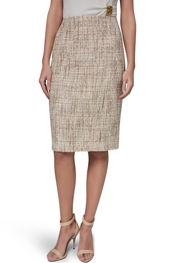 ダナ キャラン ニューヨーク レディース ボトムスカート ツイード スパンコール Donna Karanew York Sequin Tweed Pencil Skirt Beige/ Dark Creamulti クリーム