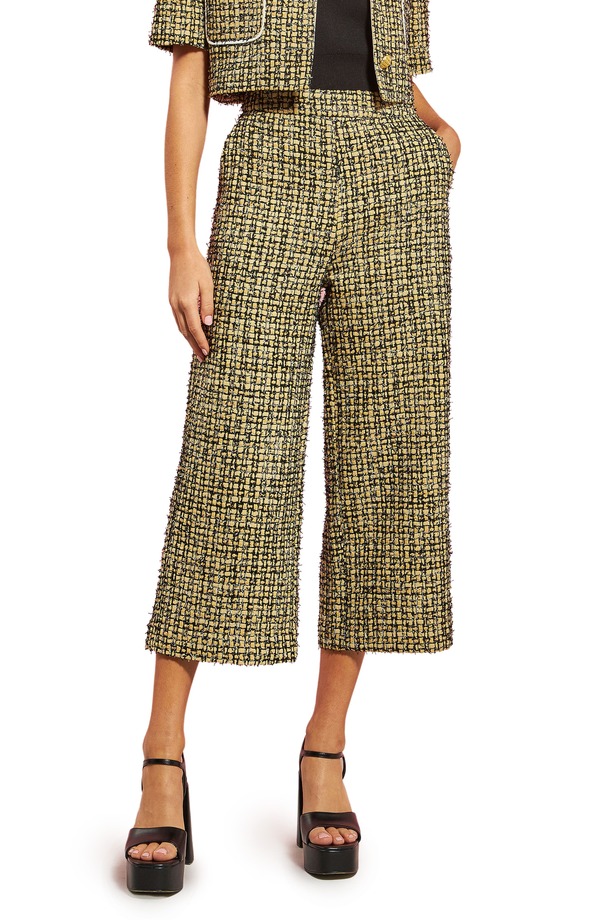 イングリッシュファクトリー レディース ボトムス レギンス 食麺麭ツィード English Factory Premium Tweed Culotte Pants Yellow/ Black 黒いこと