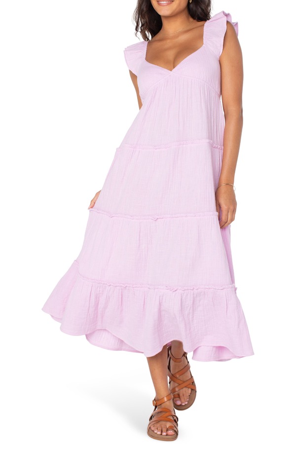 ロキシー レディース トップス 衣装 ティアード midi 綿織物 Roxy Palmy Days Tiered Cotton Midi Dress Orchid Bouquet Solid
