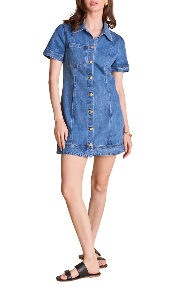 イングリッシュファクトリー レディース トップス ワンピース ミニ シャツ デニム English Factory Denimini Shirtdress Blue ブルー