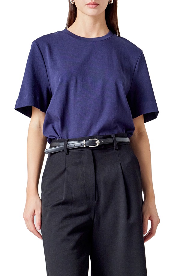エンドレスローズ レディース トップス Tシャツ コットン Endless Rose Basicotton T-Shirt Navy ネイビー