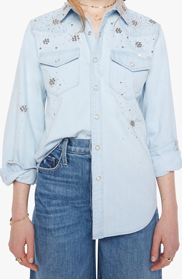 マザー レディース トップス シャツ 刺繍 デニム MOTHER All My Exes Embroideredenim Shirt More Is More デニム 34,320円