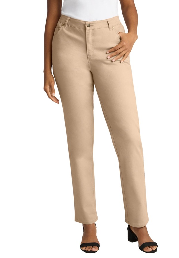 ジェシカロンドン レディース ボトムス デニムパンツ ストレート Jessica London True Fit Stretch Denim Straight Leg Jeanew Khaki カーキ