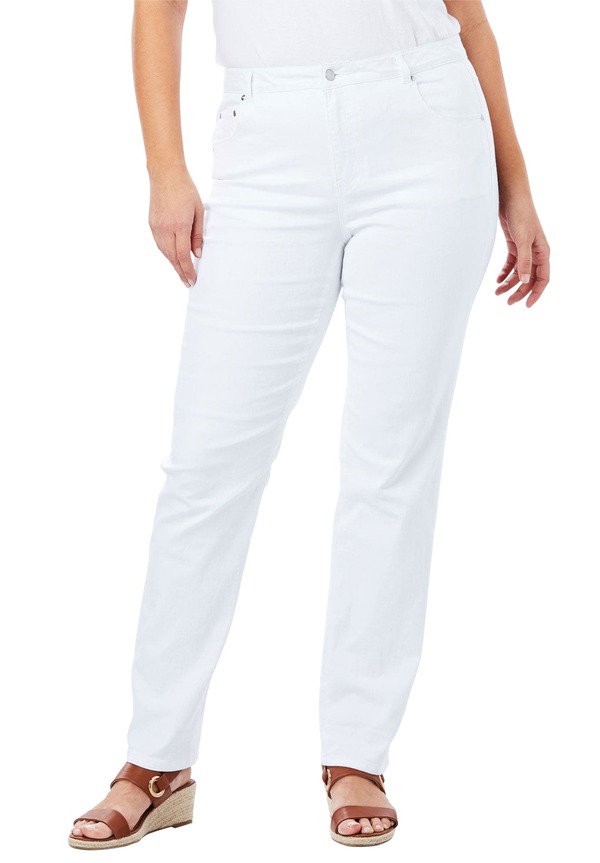 ジェシカロンドン レディース ボトムス デニムパンツ ストレート Jessica London True Fit Stretch Denim Straight Leg Jean White ホワイト