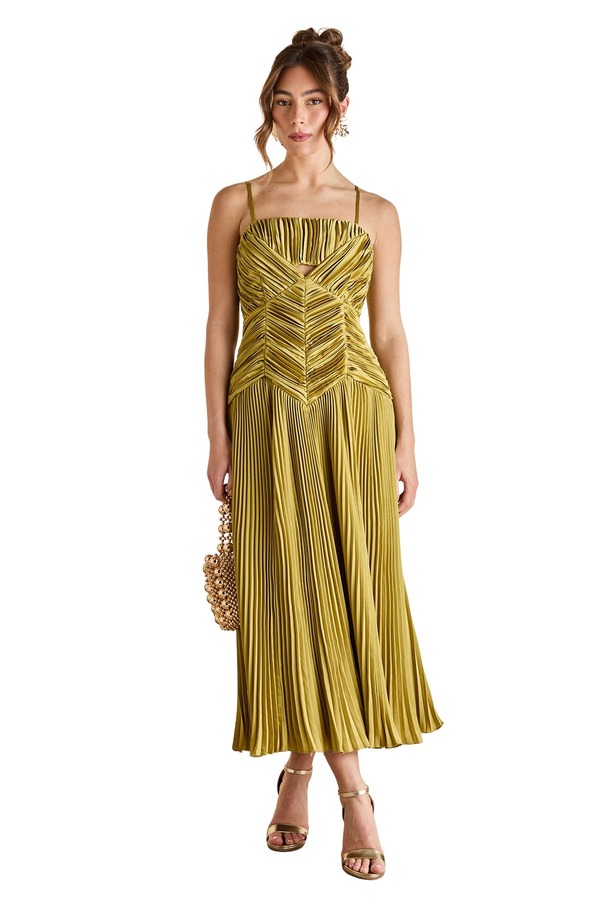 コースト レディース トップス ワンピース プリーツ サテン Coast Pleated Peplum Strappy Satin Dress Olive オリーブ 51,480円
