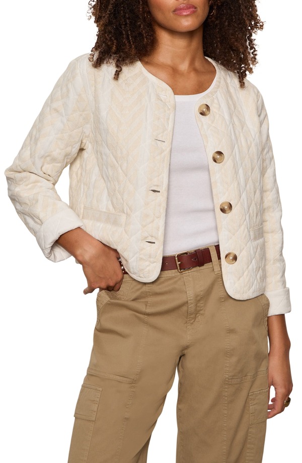 駆け込み寺 レディース アウター 上衣・上衣 キルティング Sanctuary Coco Geo Quilted Jacket Collagen White Stripe 白いこと