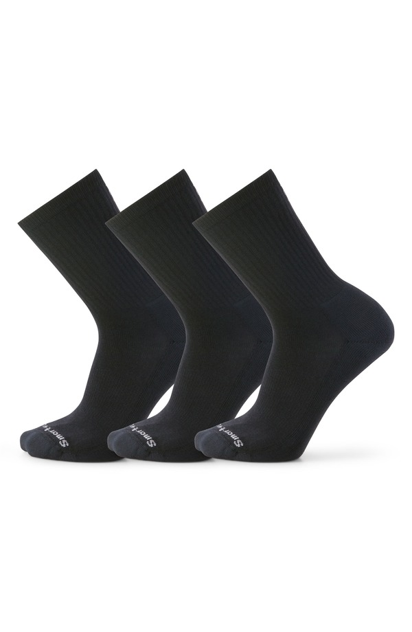 かっこ良い毛糸 メンズ アンダー御召しもの ソックス Smartwool 3-Pack Everyday Solid Rib Crew Socks Everyday Black 黒いこと